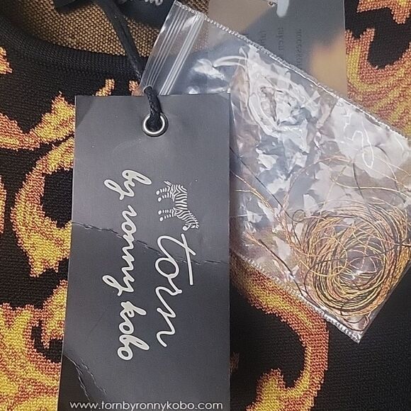 NWT Torn Ronny Kobo XS Baroque Vivienne Peplum Sweater Top Coquette Goth Black - Picture 6 of 10